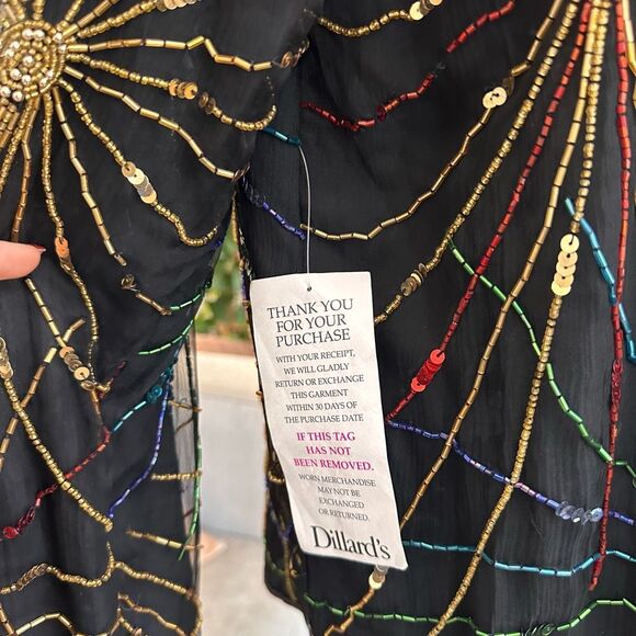 Vintage Laurence Kazar Silk Beaded Cardigan 2X Firework Colorful Evening NEW - Picture 9 of 16